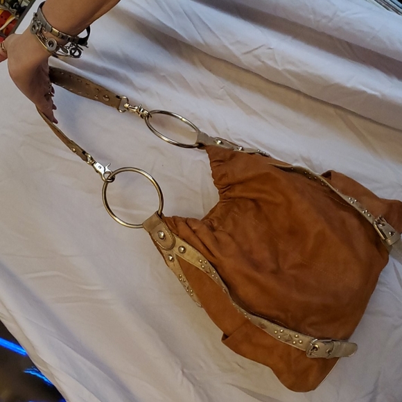 Kathy van Zeeland camel color suede purse - Picture 3 of 8